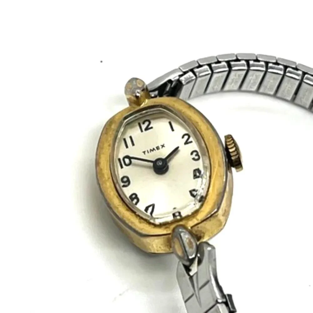 VINTAGE TIMEX WATCH Cavatina Ladies Gold Tone Oval Stretch Band AS IS